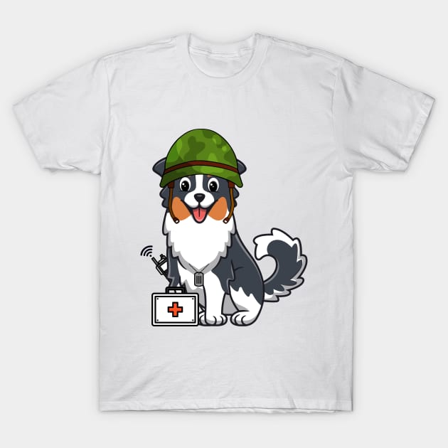 First aid military collie dog T-Shirt by Pet Station